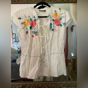 Absolutely gorgeous vintage embroidered tie top